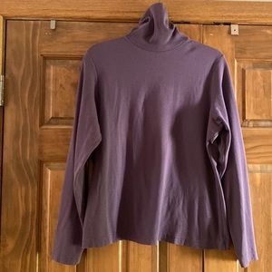 Peruvian Connection Women’s Purple Turtleneck stretch Pima Cotton XL